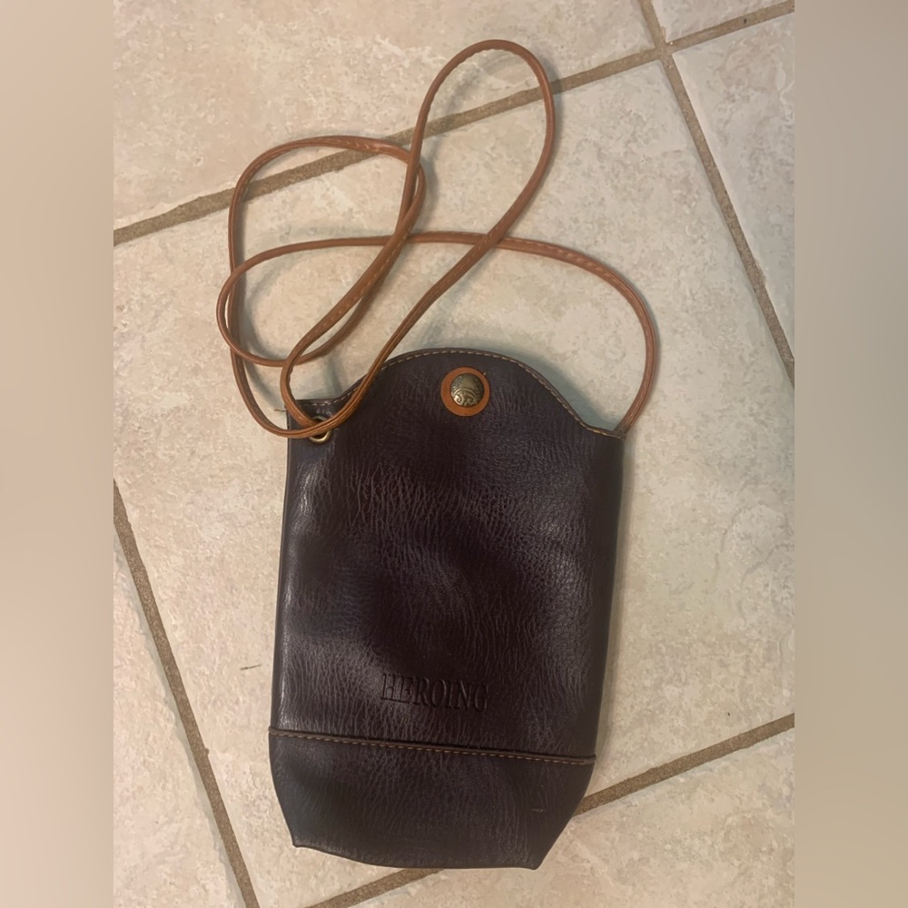 HEROING Designer Ladies Womens Small Leather Crossbody Bag Dark Brown